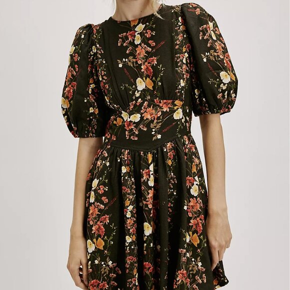 SAYLOR Dresses & Skirts - NWT Saylor Floral Puff Sleeve Dress XS – Viscose/Linen Blend